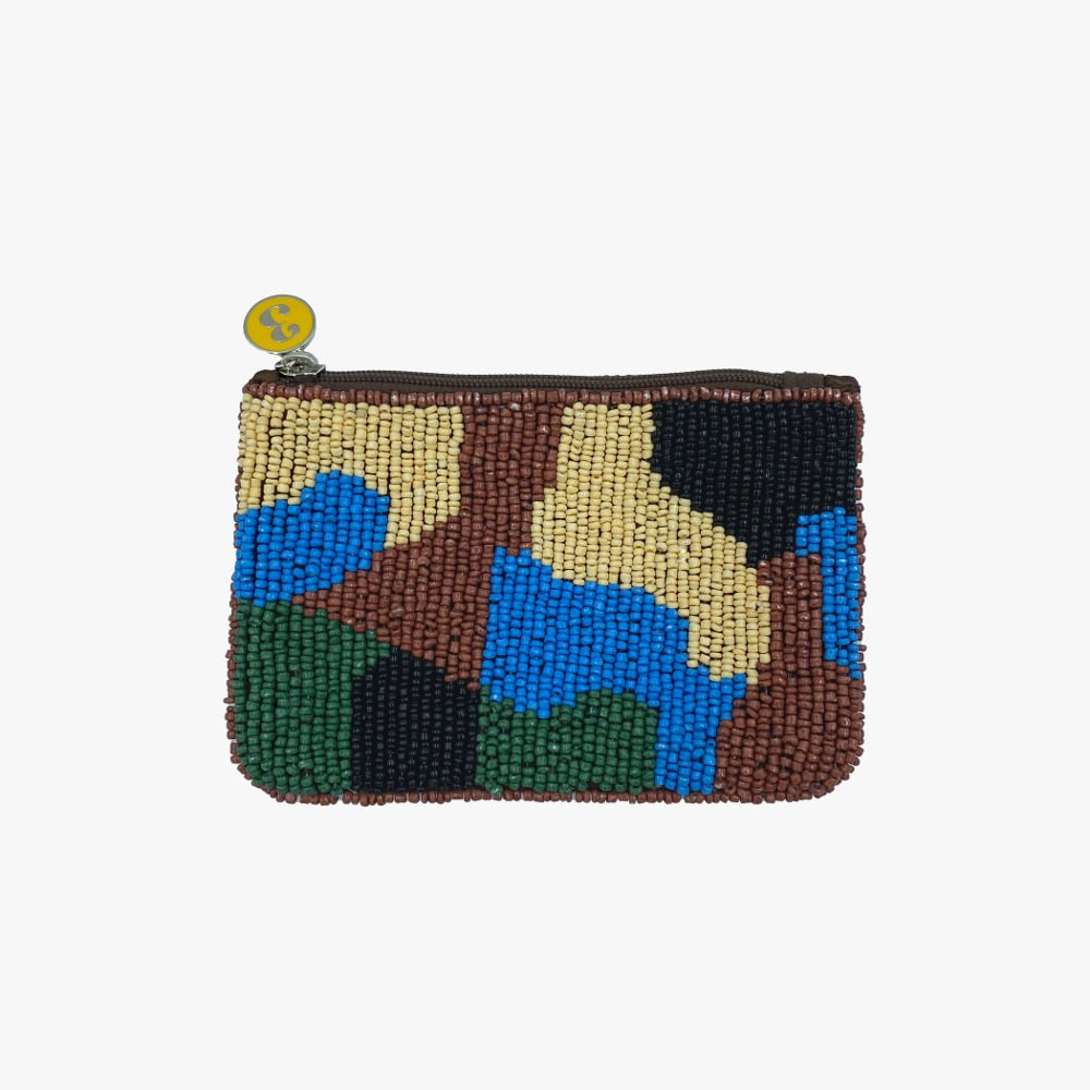 Tri / Mini pocket pouch / Blue &amp; Brown