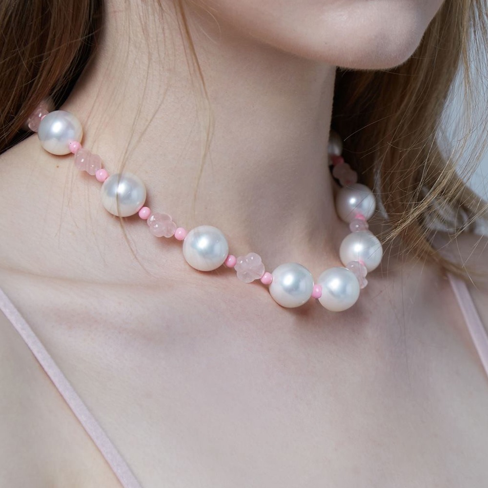 P.S(Pearl shell) / Bullish cherry necklace / Pink