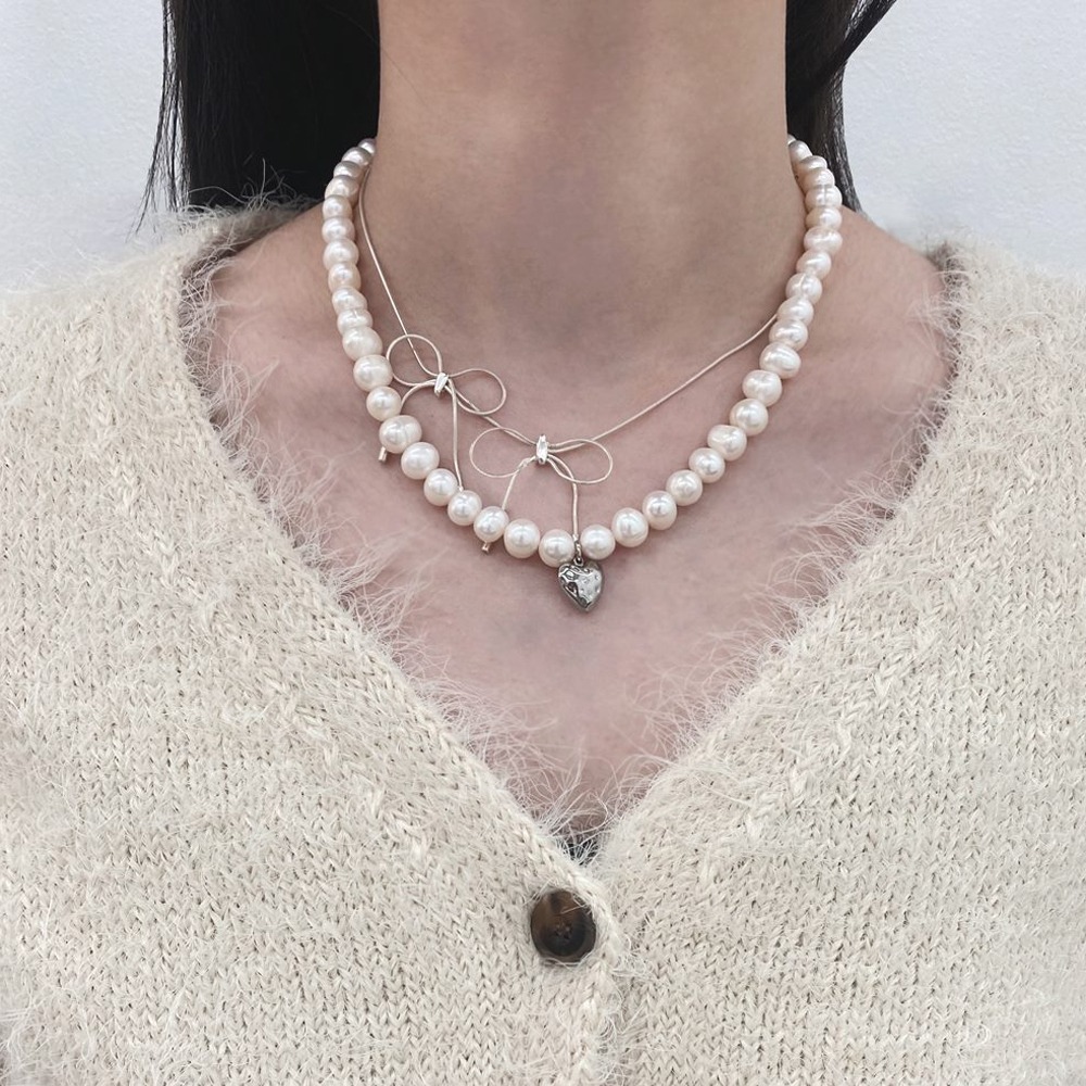 P.S(Pearl shell) / strawberry heart necklace / Silver