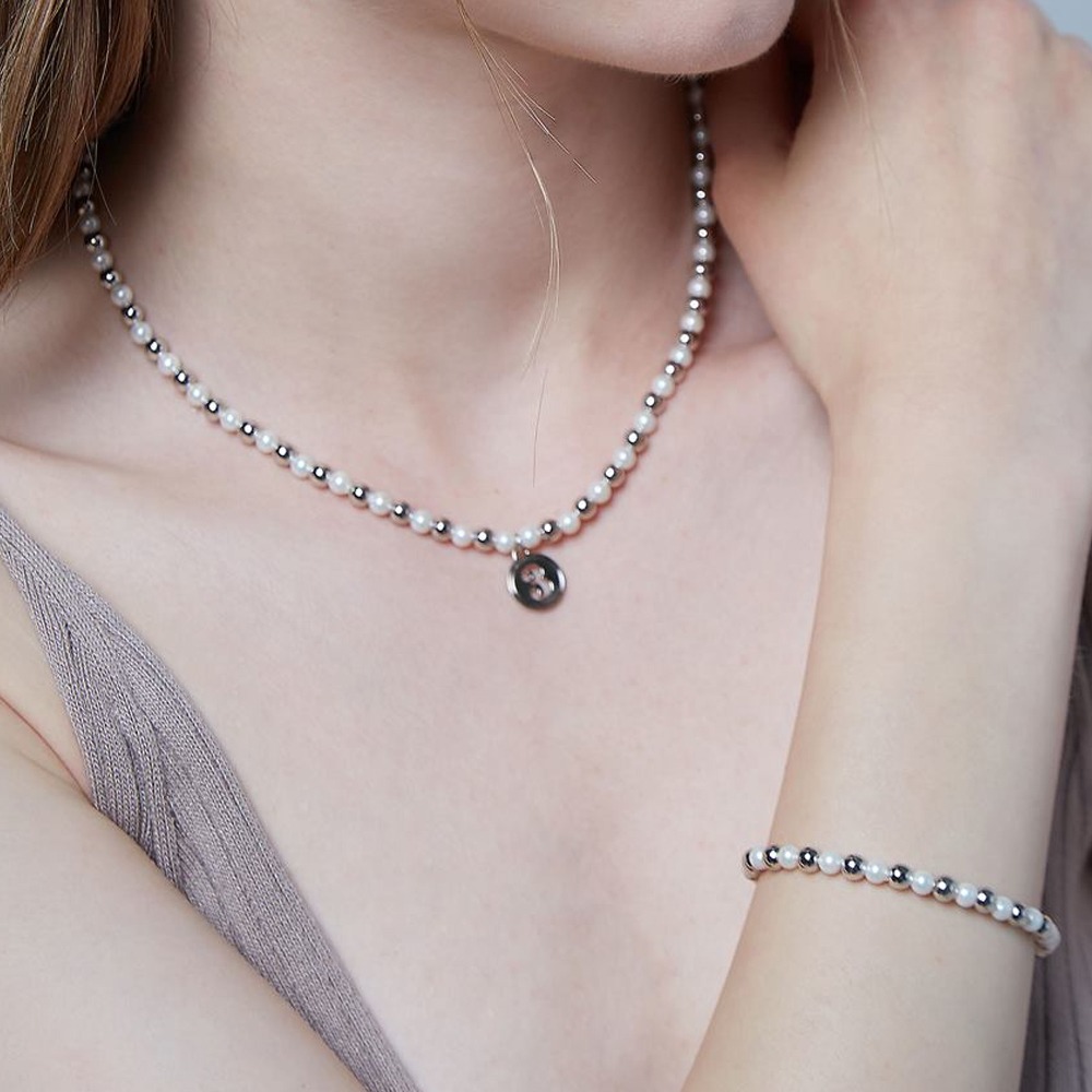 P.S(Pearl shell) / Silvery Bracelet / Ivory