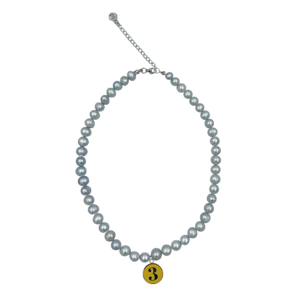 P.S / No.3 basic bic necklace / Grey &amp; Yellow